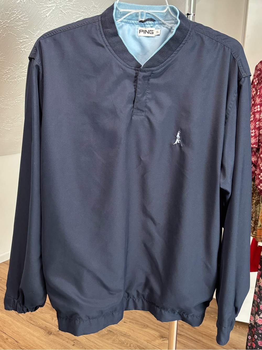 Vintage Ping golf pullover windbreaker navy blue, size xl